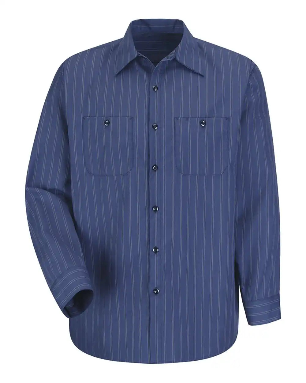 Red Kap Sp10 Premium Long Sleeve Work Shirt - Ic-blue Brown White - Ic-blue/ Brown/ White / s