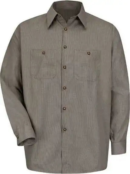 Red Kap Sp10 Premium Long Sleeve Work Shirt - Kb-khaki Black Microcheck