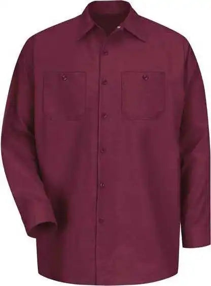 Red Kap Sp14 Industrial Long Sleeve Work Shirt Burgundy