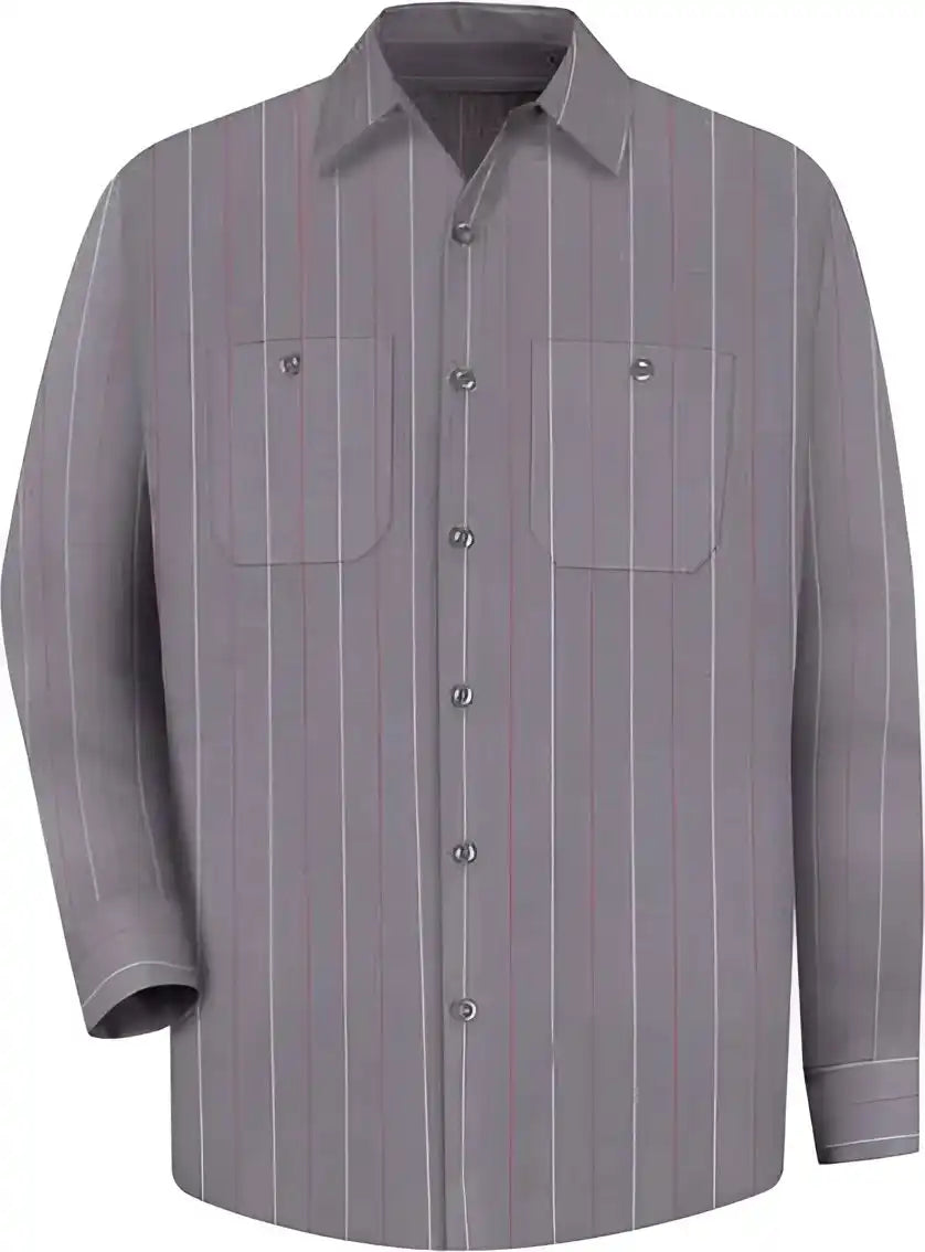 Red Kap Sp14 Industrial Long Sleeve Work Shirt Charcoal White Stripe