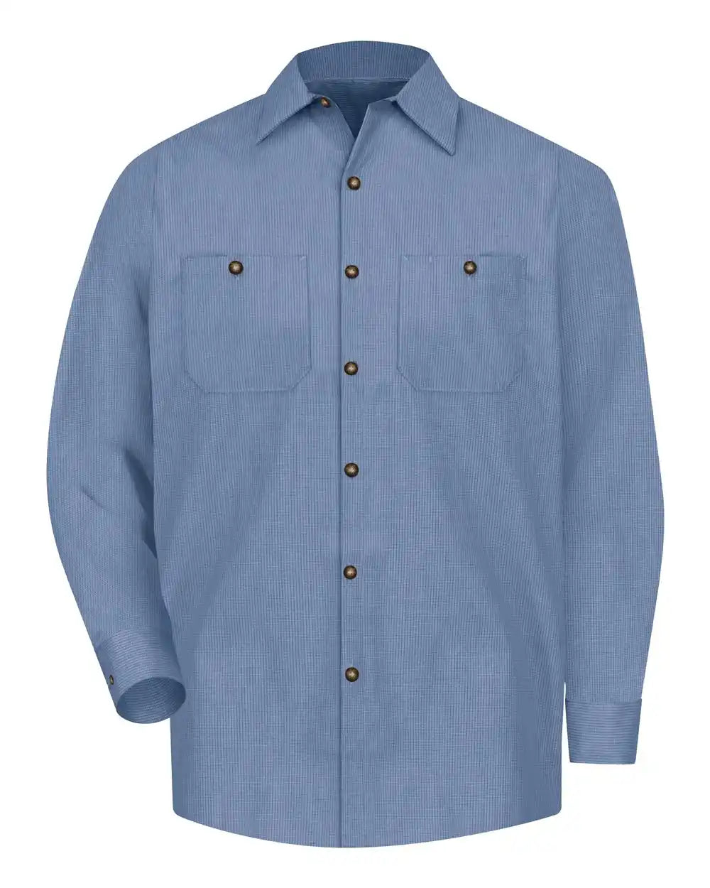 Red Kap Sp14 Industrial Long Sleeve Work Shirt - Denim Blue Microcheck - s