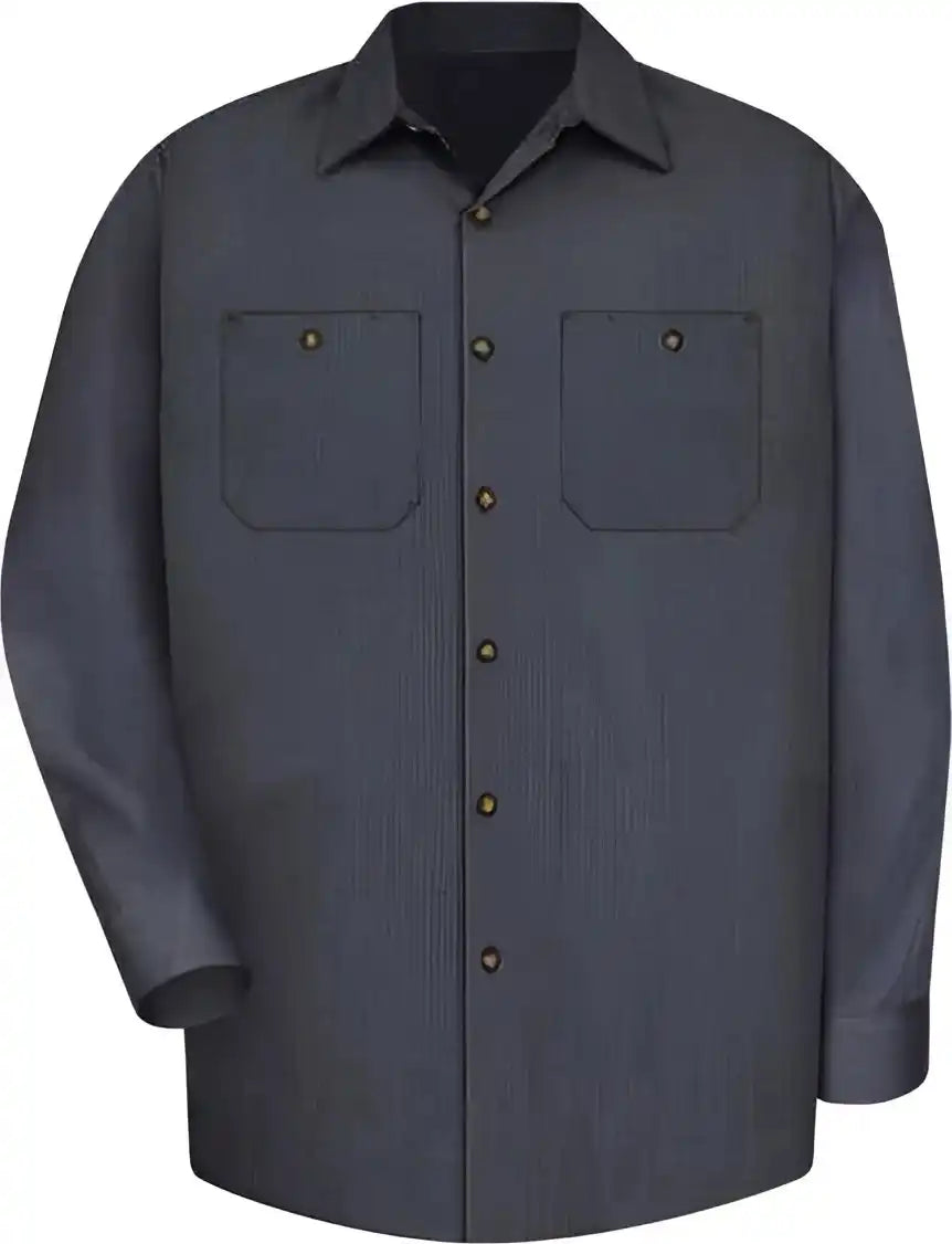 Red Kap Sp14 Industrial Long Sleeve Work Shirt Denim Blue Microcheck