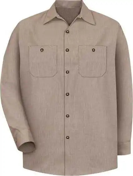 Red Kap Sp14 Industrial Long Sleeve Work Shirt - Kb-khaki Black Microcheck