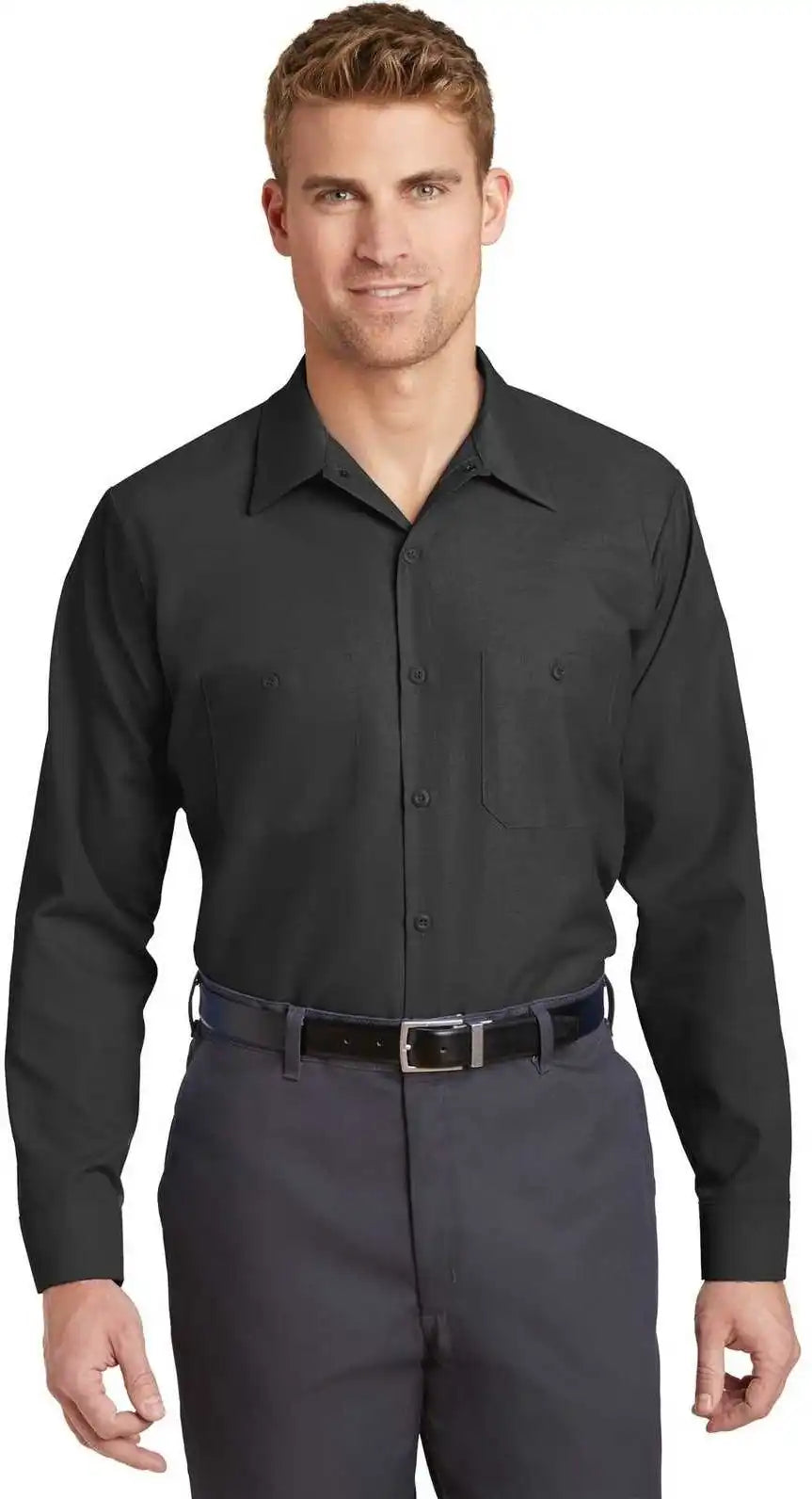Red Kap Sp14 Long Sleeve Industrial Work Shirt Charcoal