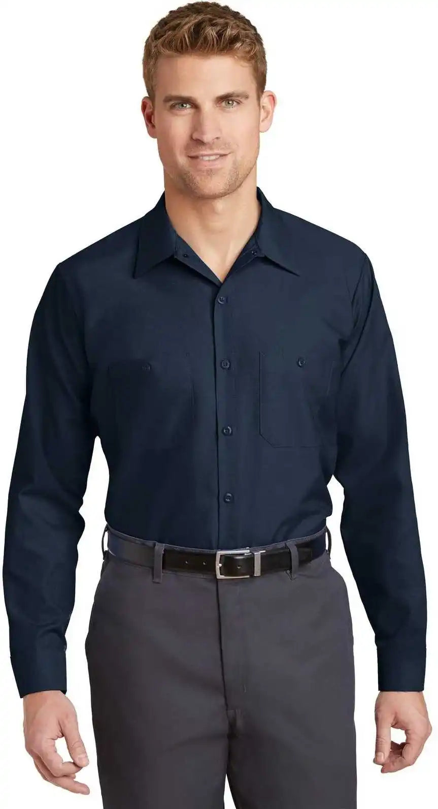 Red Kap Sp14 Long Sleeve Industrial Work Shirt Navy