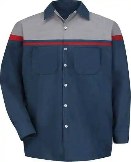 Red Kap Sp14ac Performance Tech Long Sleeve Shirt - Navy Light Gray