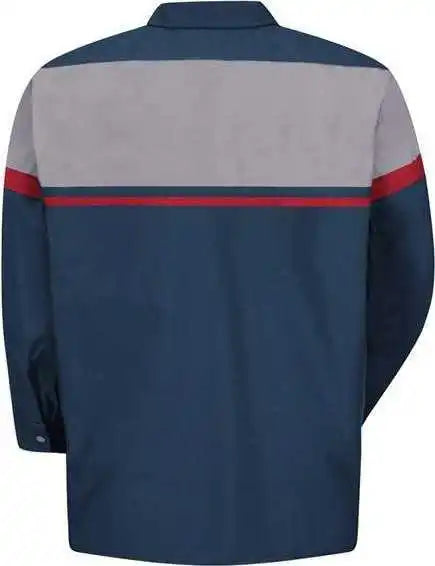 Red Kap Sp14ac Performance Tech Long Sleeve Shirt - Navy Light Gray