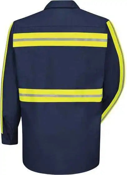 Red Kap Sp14e Industrial Enhanced Visibility Long Sleeve Work Shirt Navy