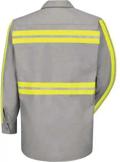 Red Kap Sp14e Industrial Enhanced-visibility Long Sleeve Work Shirt - Light Gray