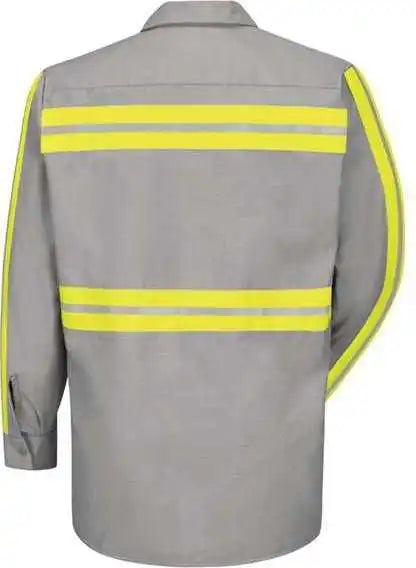 Red Kap Sp14el Industrial Enhanced Visibility Long Sleeve Work Shirt Sizes Light Gray