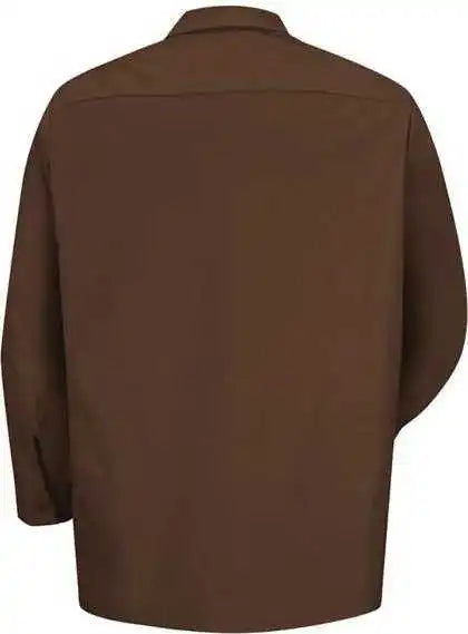 Red Kap Sp14l Industrial Work Shirt Long Sizes Chocolate Brown