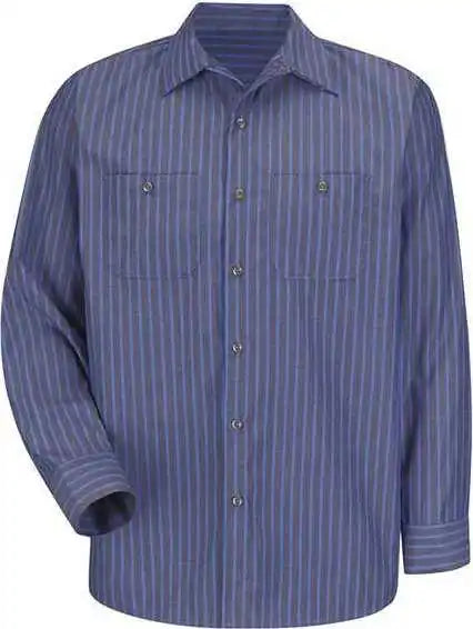 Red Kap Sp14l Industrial Work Shirt Long Sizes - Gray Blue Stripe
