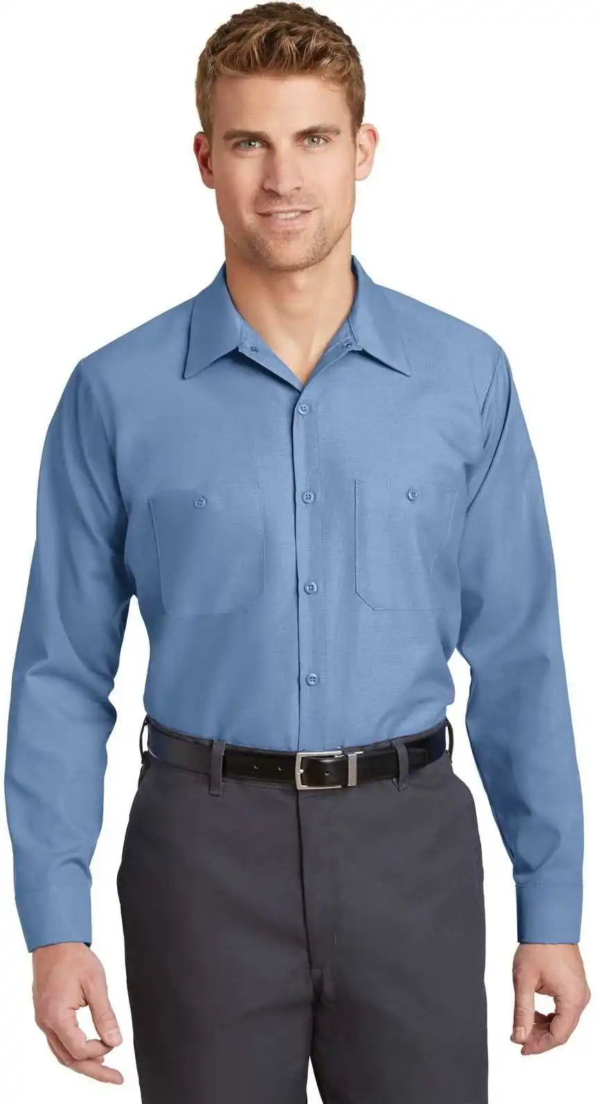 Red Kap Sp14long Long Size Industrial Work Shirt Petrol Blue