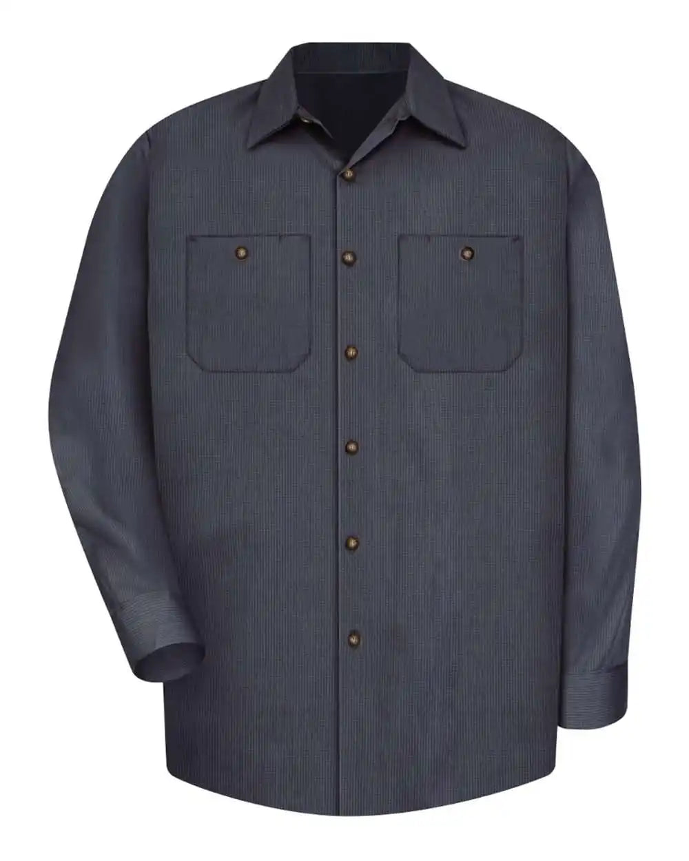 Red Kap Sp14t Industrial Long Sleeve Work Shirt - Tall Sizes - Blue Charcoal Microcheck - Blue/ / Lt