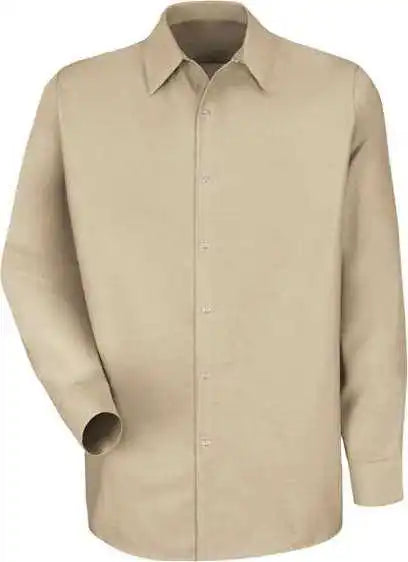 Red Kap Sp16 Specialized Pocketless Long Sleeve Workshirt Light Tan
