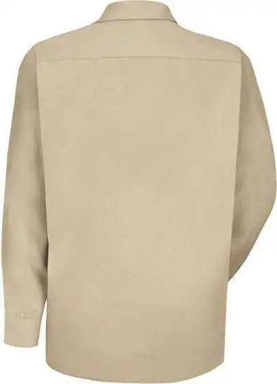 Red Kap Sp16l Specialized Pocketless Long Sleeve Workshirt Sizes - Light Tan