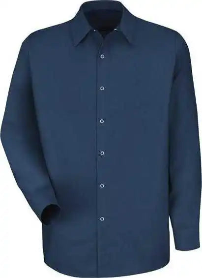 Red Kap Sp16l Specialized Pocketless Long Sleeve Workshirt Sizes - Navy