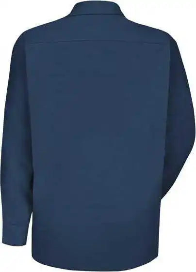 Red Kap Sp16l Specialized Pocketless Long Sleeve Workshirt Sizes - Navy