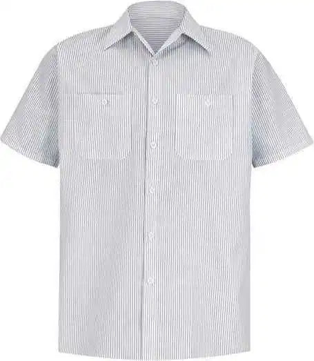 Red Kap Sp20l Premium Short Sleeve Work Shirt Long Sizes Cw White Charcoal Stripe