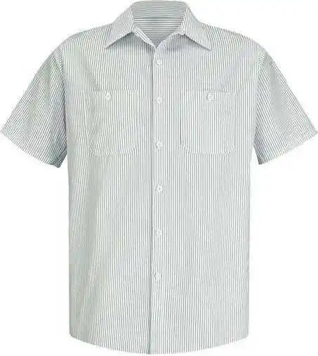 Red Kap Sp20l Premium Short Sleeve Work Shirt Long Sizes Gw White Green Stripe