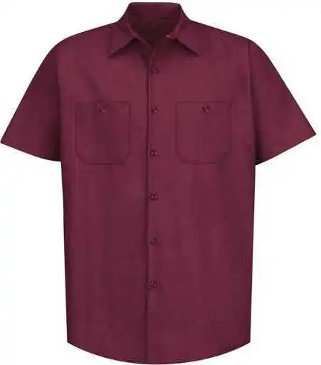 Red Kap Sp24 Industrial Short Sleeve Work Shirt Burgundy