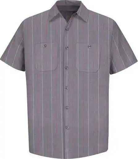 Red Kap Sp24 Industrial Short Sleeve Work Shirt Charcoal White Stripe