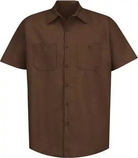 Red Kap Sp24 Industrial Short Sleeve Work Shirt Chocolate Brown
