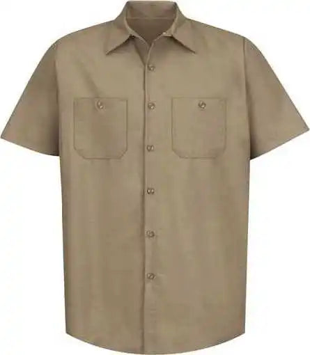 Red Kap Sp24 Industrial Short Sleeve Work Shirt - Khaki