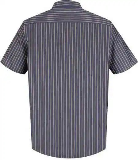 Red Kap Sp24 Industrial Short Sleeve Work Shirt - Navy Khaki Stripe