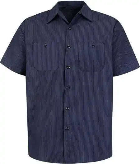 Red Kap Sp24 Industrial Short Sleeve Work Shirt Nl Navy Light Blue