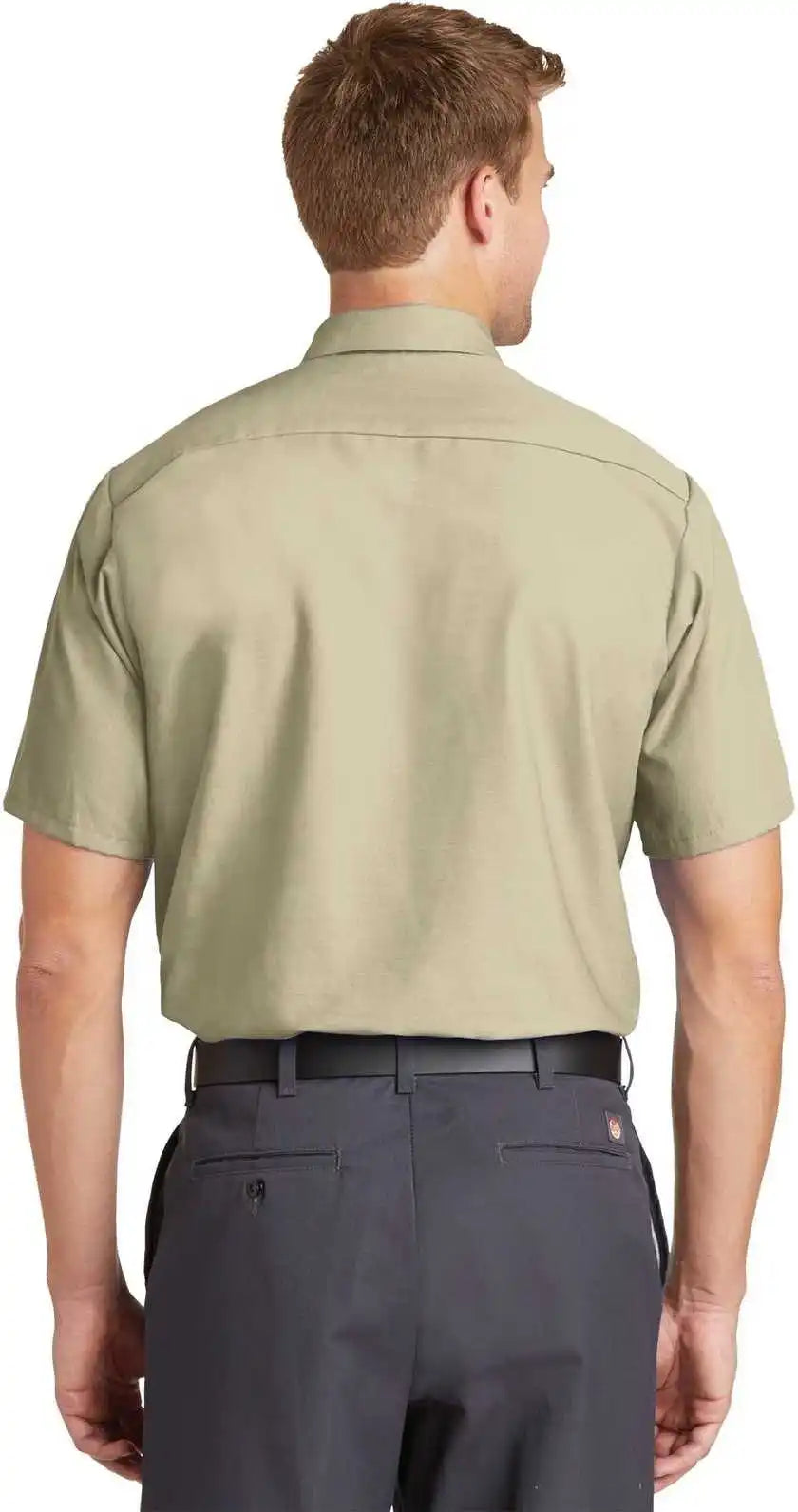 Red Kap Sp24 Short Sleeve Industrial Work Shirt Light Tan