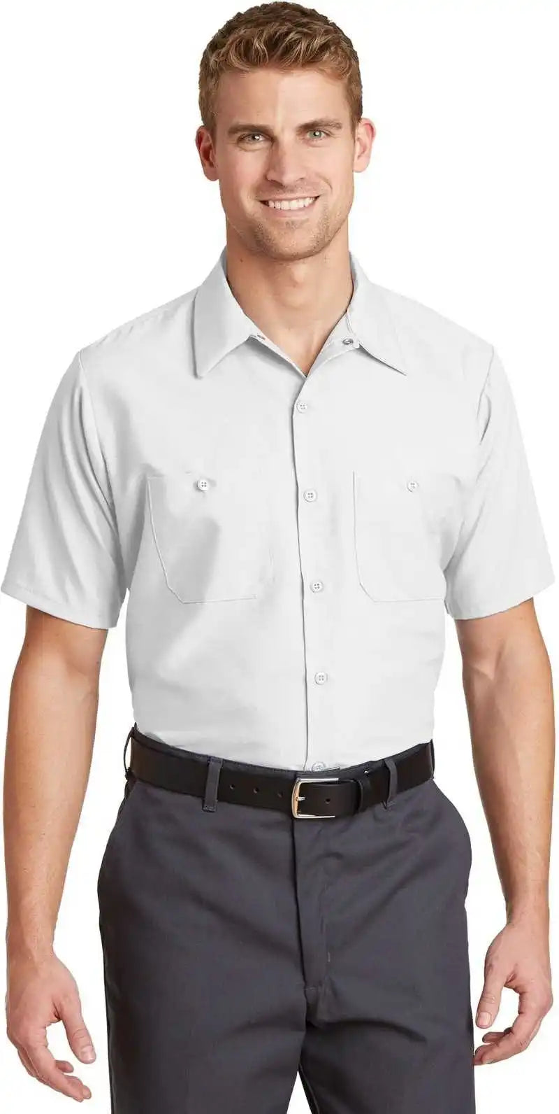Red Kap Sp24 Short Sleeve Industrial Work Shirt White