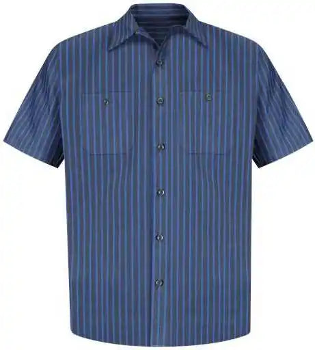 Red Kap Sp24l Short Sleeve Work Shirt Long Sizes Gray Blue Stripe