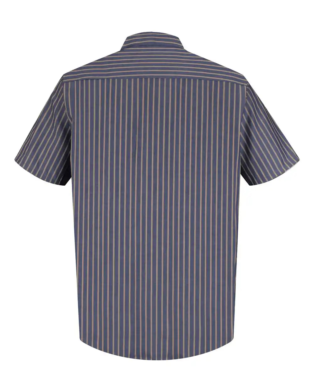 Red Kap Sp24t Industrial Short Sleeve Work Shirt - Tall Sizes - Navy Khaki Stripe - Navy/ / Lt