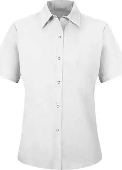 Red Kap Sp25 Women’s Short Sleeve Specialized Pocketless Work Shirt White