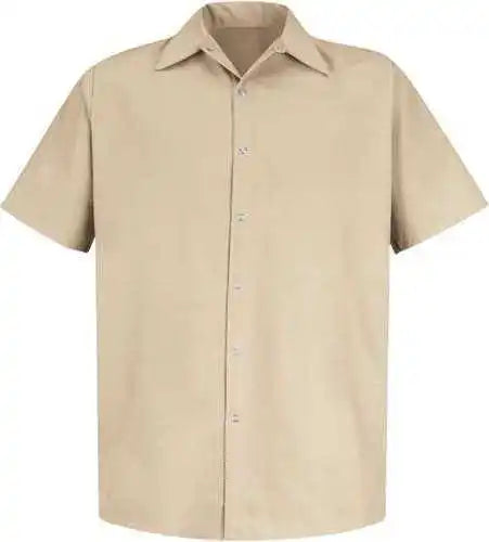 Red Kap Sp26 Specialized Short Sleeve Pocketless Work Shirt Light Tan