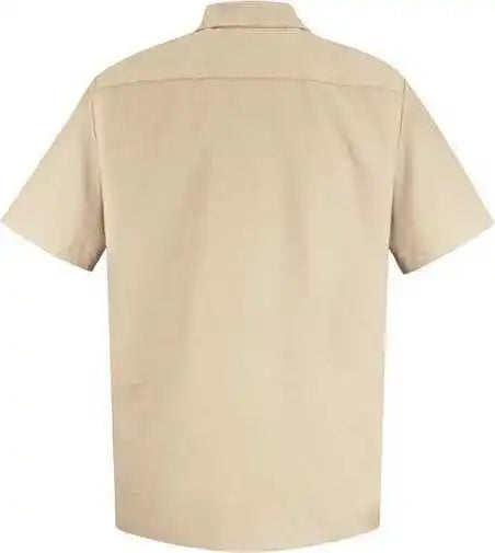 Red Kap Sp26 Specialized Short Sleeve Pocketless Work Shirt Light Tan
