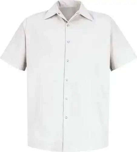 Red Kap Sp26l Specialized Short Sleeve Pocketless Work Shirt Long Sizes White