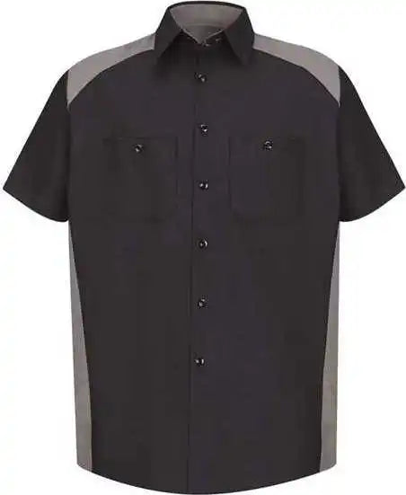 Red Kap Sp28 Short Sleeve Motorsports Shirt - Black Silver