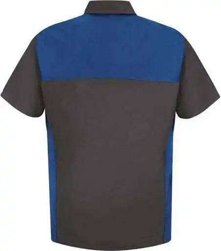 Red Kap Sp28 Short Sleeve Motorsports Shirt Charcoal Royal