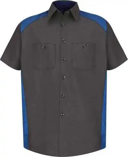 Red Kap Sp28 Short Sleeve Motorsports Shirt Charcoal Royal