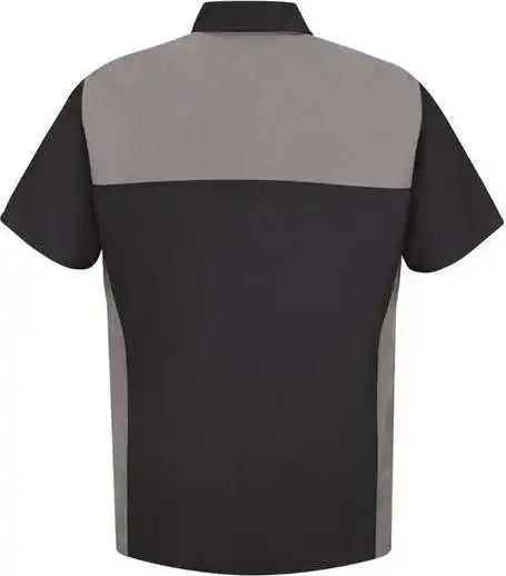 Red Kap Sp28l Short Sleeve Motorsports Shirt Long Sizes - Black Silver