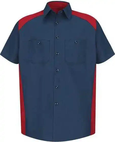 Red Kap Sp28l Short Sleeve Motorsports Shirt Long Sizes - Navy