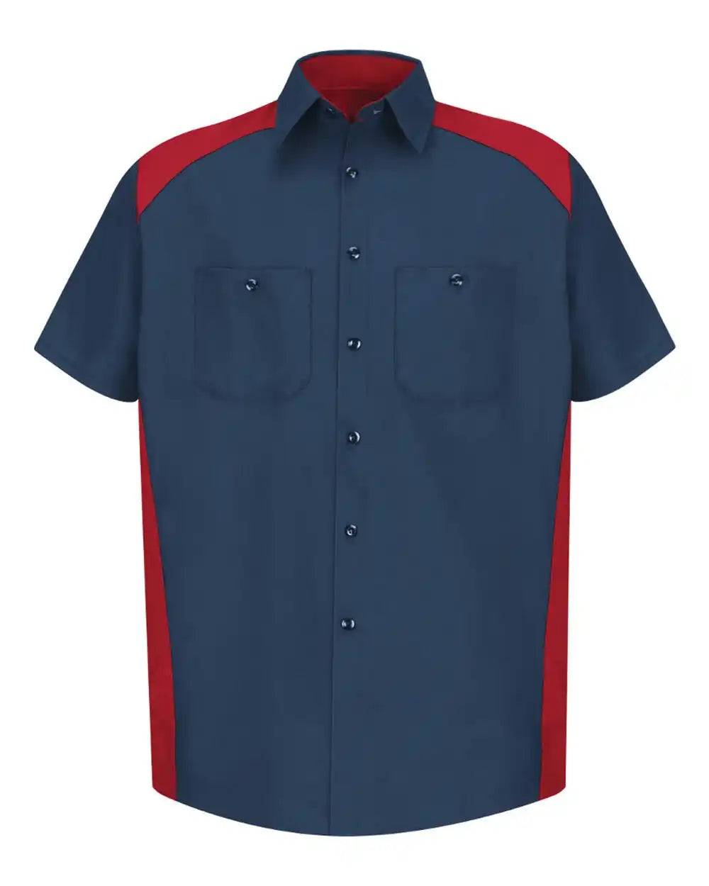 Red Kap Sp28t Short Sleeve Motorsports Shirt - Tall Sizes - Navy - Red/ / Mt