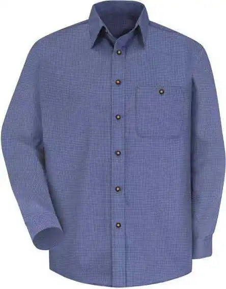 Red Kap Sp74 Mini Plaid Uniform Long Sleeve Shirt Gray Blue 345