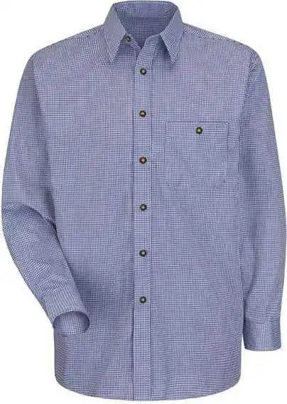 Red Kap Sp74 Mini-plaid Uniform Long Sleeve Shirt - White Blue Plaid - 345