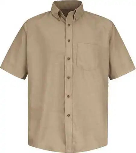 Red Kap Sp80l Poplin Short Sleeve Dress Shirt - Long Sizes - Khaki