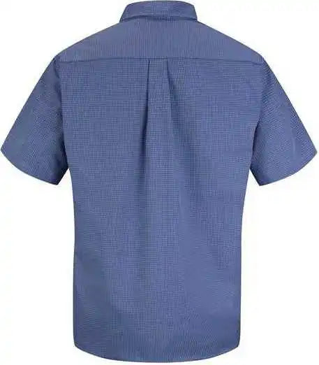 Red Kap Sp84 Mini-plaid Uniform Short Sleeve Shirt - Gray Blue Plaid
