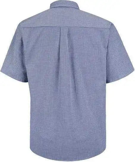 Red Kap Sp84 Mini-plaid Uniform Short Sleeve Shirt - White Blue Plaid