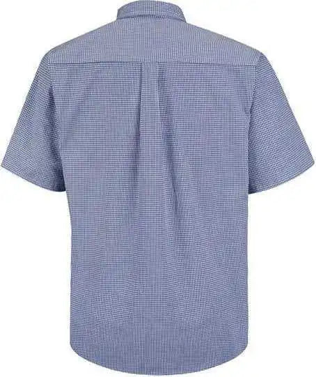 Red Kap Sp84l Mini-plaid Uniform Short Sleeve Shirt - Long Sizes - White Blue Plaid